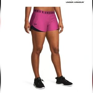 NWT Under Armour women play up shorts 3.0 size 2xl fushia and black color